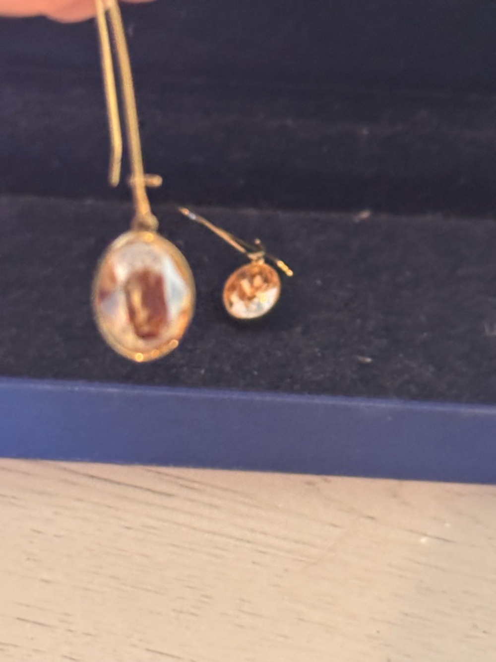 Swarovski Gold-Tone Earrings with Amber Crystals - Picture 2 of 3